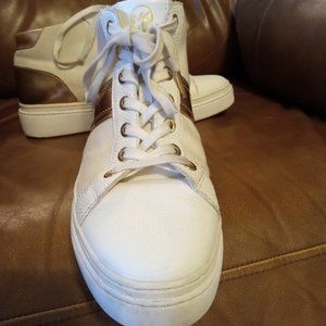 Michael Kors gold and white sneakers